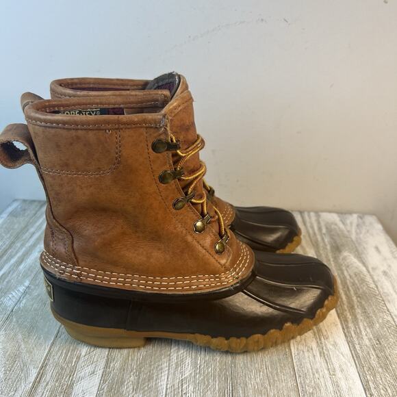 LL Bean Women’s 7 Maine Duck Boots Brown Leather Rubber Hunting Made in USA VTG - Picture 7 of 12